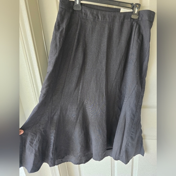 Catherines Skirt Womens 0X Black Linen Blend A- line Flare New - Picture 5 of 11